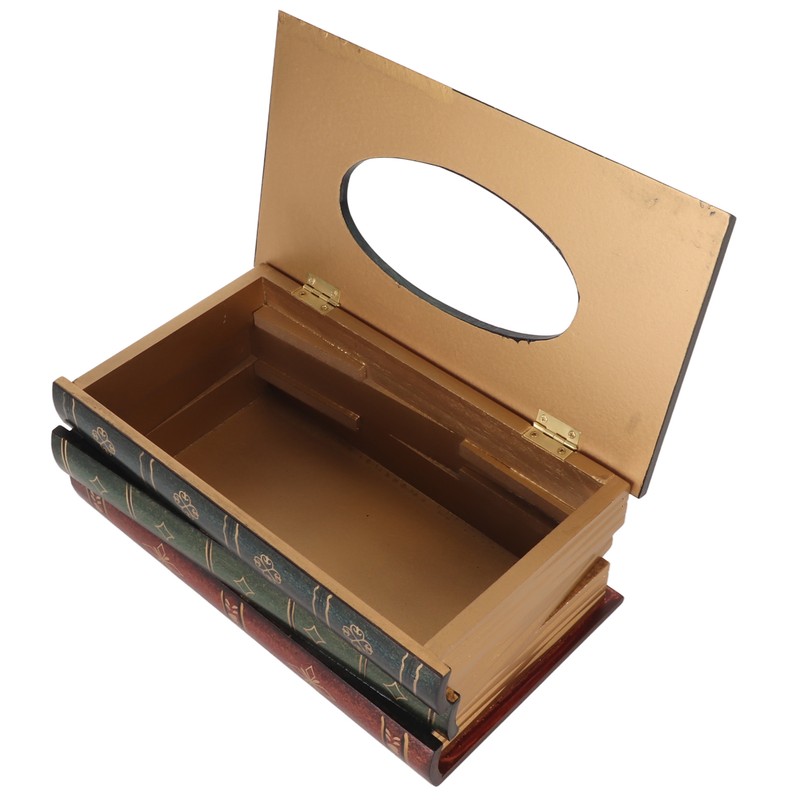 Book Tissue Box Cover Antique Rectangular Dispenser Napkin Holder for
