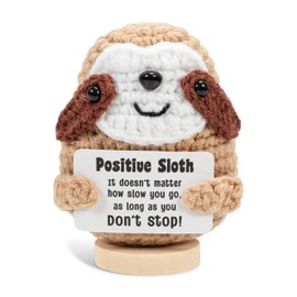 Cute Positive Sloth, Small Emotional Support Gift, Knitted Pocket Hug Stuff for Women, Crochet Doll Cheer Up Gifts with Affirmation Cards for Easter Christmas Birthday Graduation (Positive Sloth)