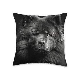 Dog Lover Black & White Chow Chow Throw Pillow