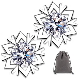 Women's Earrings Silver Stud 925, Hypoallergenic 925 Sterling Silver Cubic Zirconia Stud Earrings Set Statement Snowflake Earrings Women's Girls Jewellery Gift Box Gifts for Girlfriend, Non-precious metal