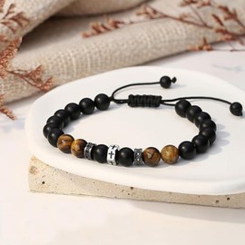 Inspirational Gifts Beaded Bracelets Obsidian Cross Bracelet Jewelry Christian Birthday Gifts for Men Husband Boyfriend