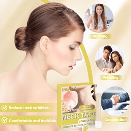Neck Tape, 20 PCS Face Neck Lifting Tape Invisible Lift Turkey Necks for Double Chin & Lifting Saggy Skin, High Elastic Breathable Invisible, Reusable & Waterproof(4 TAPES AND 20 NECK TAPES) (GOLD)