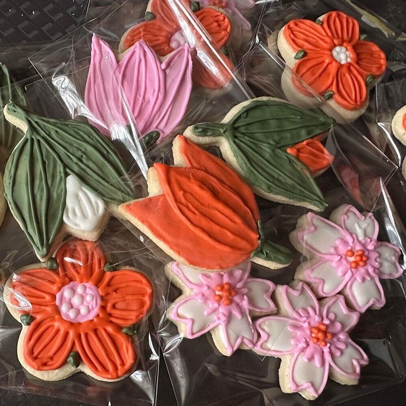 Homemade Gluten Free Floral Cookies Flowers Birthday Gift Decorated Royal