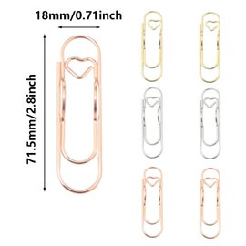 6pcs Pen Clips Heart-Shaped Paper Holder for Notebook Books Journals Clipboard Colorful Bookmark Clip Love Metal Buckle Pencil Paperclips Large Trombone Jumbo Finger Paperclip ﻿