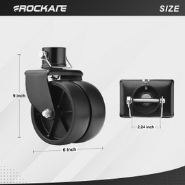 Rockane Dual 6'' Black Trailer Jack Swivel Caster Wheel Replacement, Heavy Duty 2000lbs Capacity with Pin for Soft Ground Roll, Fits Any Boat Hitch Camper RV- Black