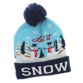 MIK funshopping Funny Christmas Hat Poodle Hat Beanie Hat with Pom Pom and LED Light, Let It Snow