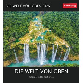 Die Welt von oben Postcard Calendar 2025 - Calendar with 53 Postcards: Spectacular Aerial Photos in a Weekly Desk Calendar to Stand Up Calendar with Postcards for Collecting and Sending