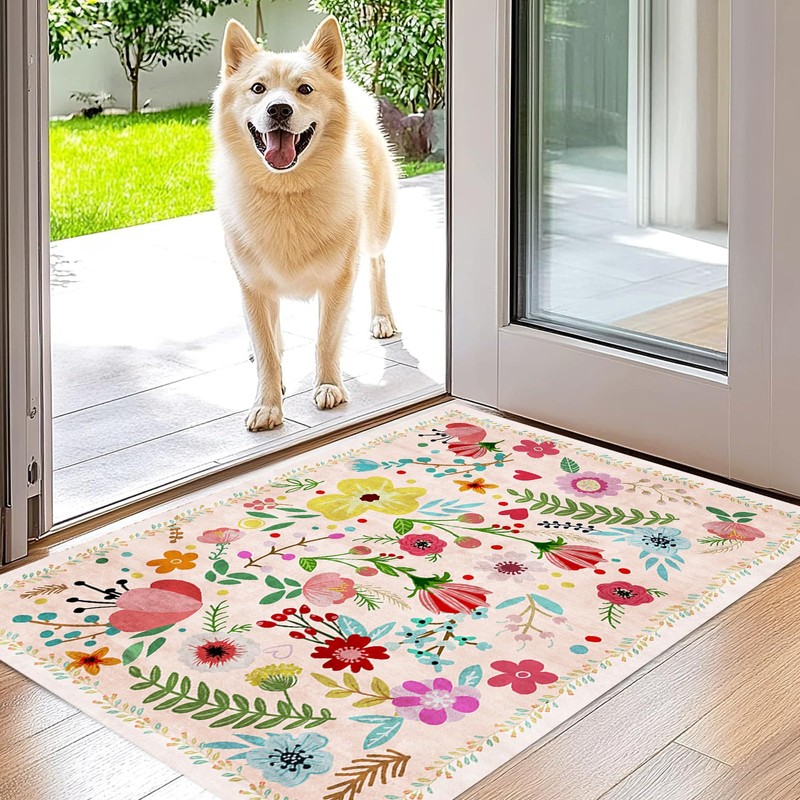 Bairichmat Pink Bedroom Rug,6'x9'Washable Area Rugs,Non-Slip Ultra-Thin Soft Dining Room