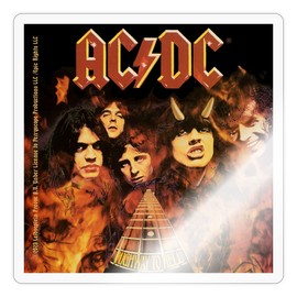 Spreadshirt AC/DC Highway to Hell with Logo and Band Sticker, 10 x 10 cm, Transparent Glossy