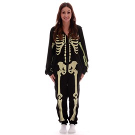 #followme Glow In The Dark Skeleton Women's Adult Onesie Pajamas 6740-M