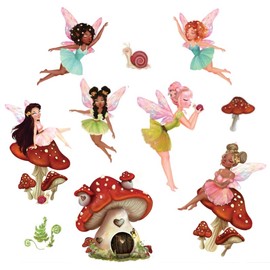 Removable Fairy Wall Decals - Peel & Stick for Girls & Adult Bedrooms - Mushroom & Garden Themed