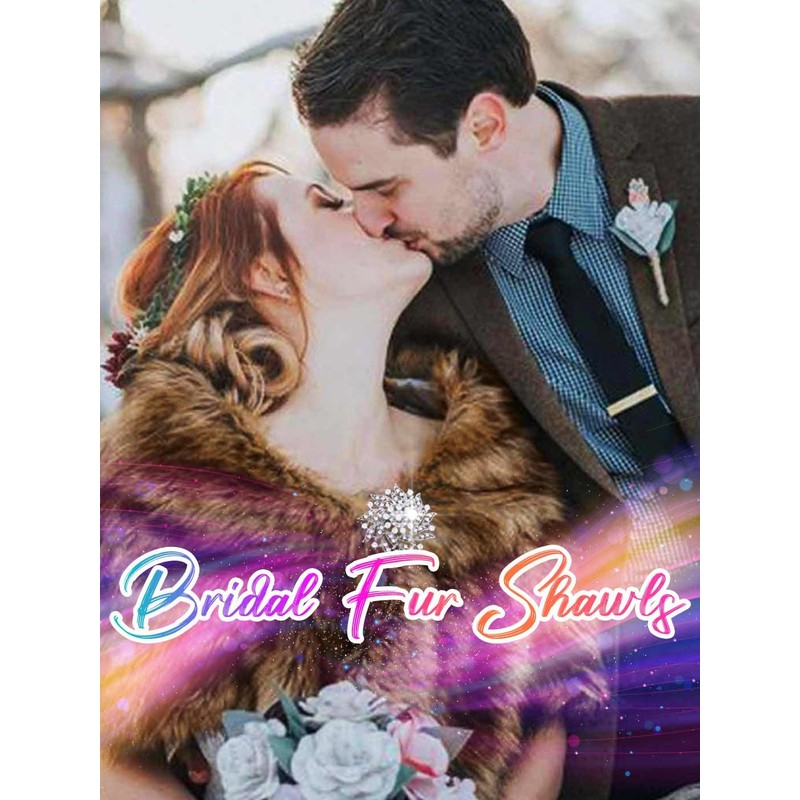 Aukmla Women's Wedding Fur Wraps and Shawls Bridal Fur Stoles