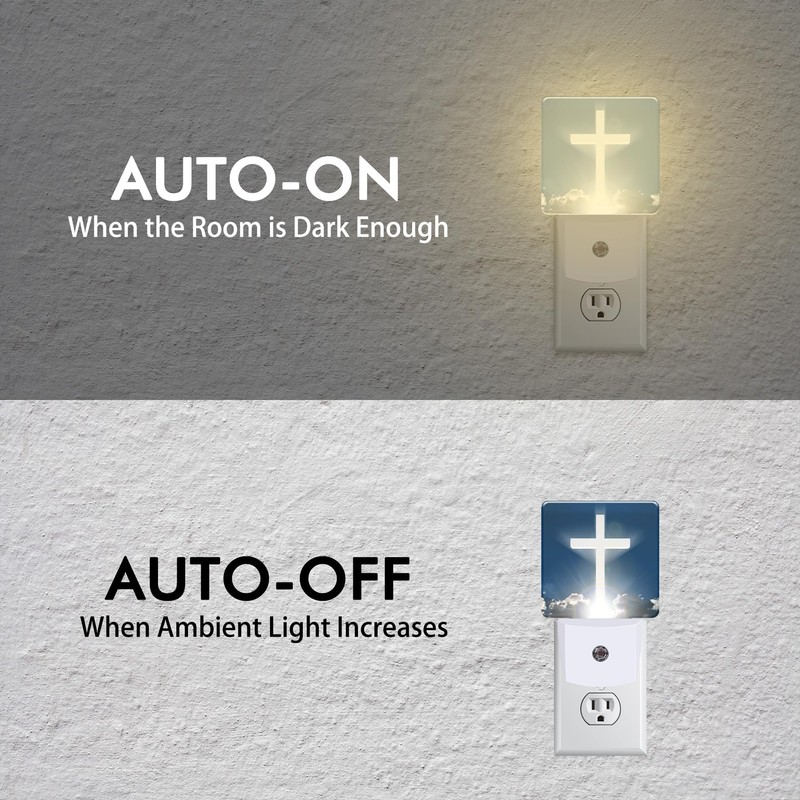 BLYKVGHQ Cross Heaven Night Light,Modern Night Lights Plug into Wall,Dusk