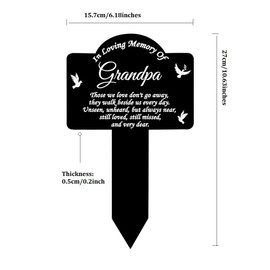 KnvsS Cemetery Decorations for Grave Metal Grave Memorial Decorations Stake Plaque Grave Markers Outdoor Waterproof (Memory of Grandpa)