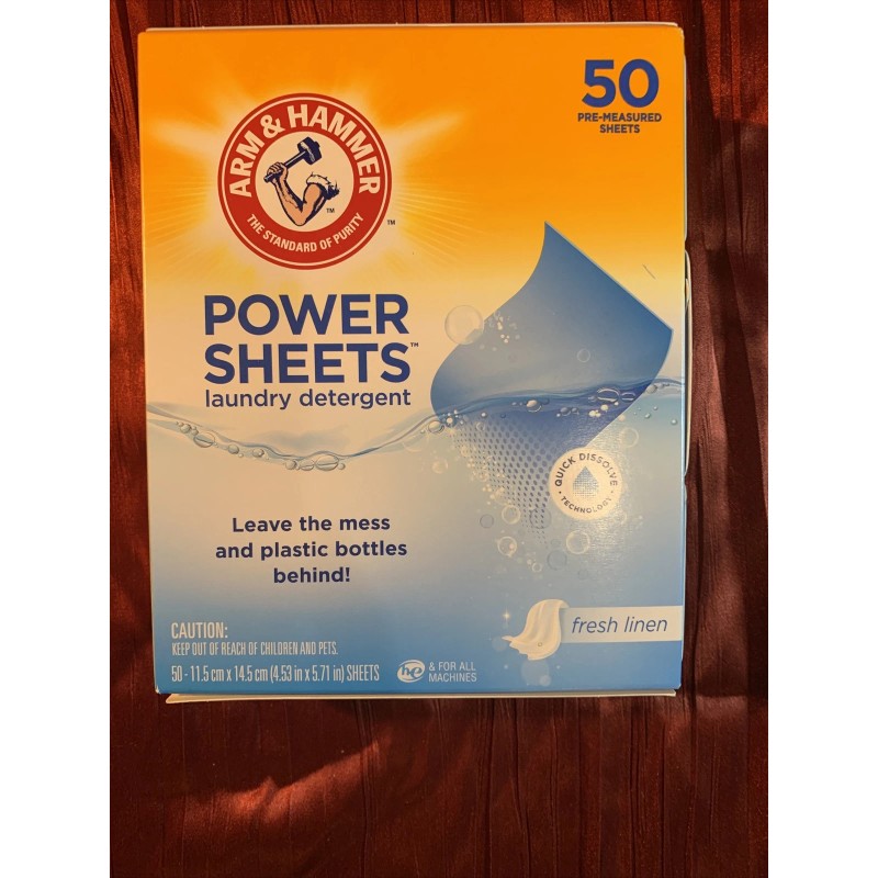 Arm & Hammer Power Sheets Laundry Detergent, Fresh Linen 50ct,