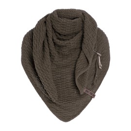 KNIT FACTORY - Jaida Triangular Scarf - Women's Knitted Scarf with Wool - High Quality - XXL Scarf - 190 x 85 cm, cappuccino