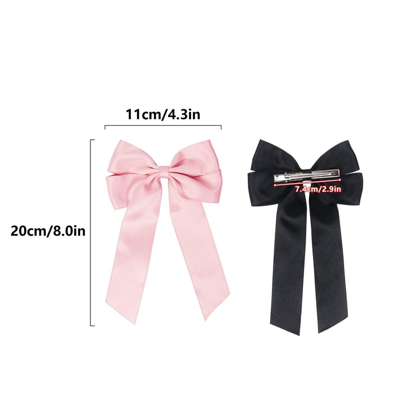 2 Pack Bow Hair Clips, Black Hair Bows for Women