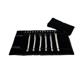 Portable Jewelry Roll Untangled Secure Necklace Travel Storage Bag Displays Holder 16 Chain (Black)