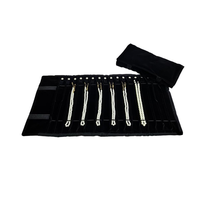 Portable Jewelry Roll Untangled Secure Necklace Travel Storage Bag Displays