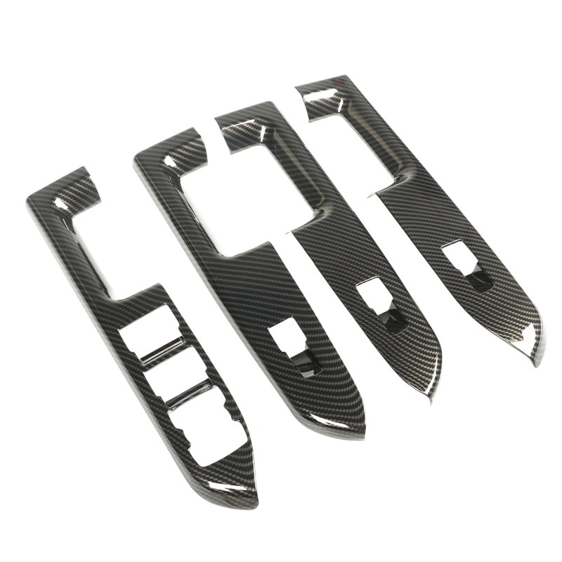4 Pcs Door Window Control Panel Cover Carbon Fiber Style