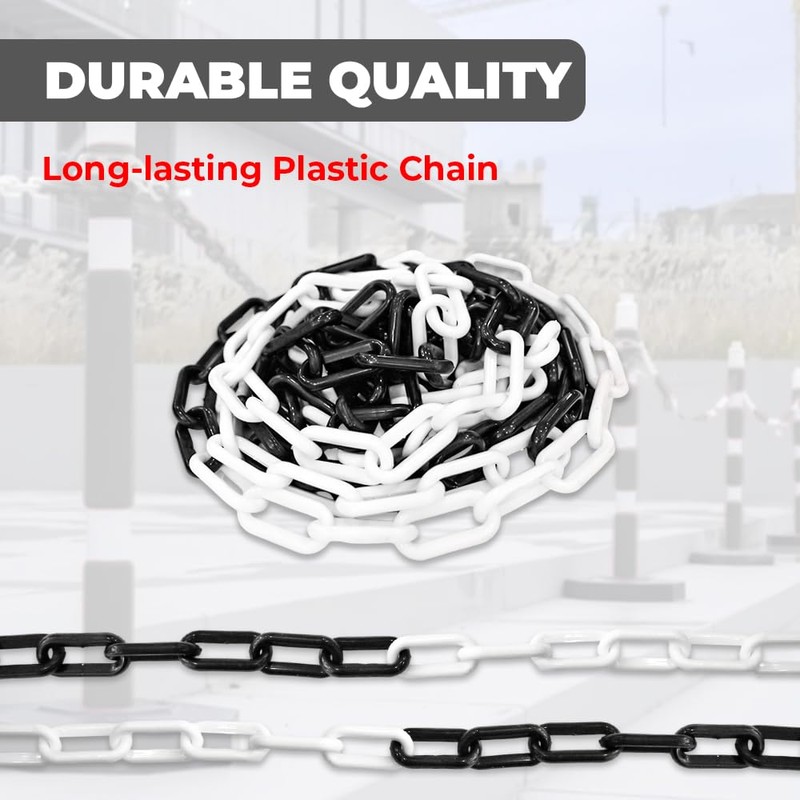 10 Meter 6MM Thickness Plastic Chain - Black & White