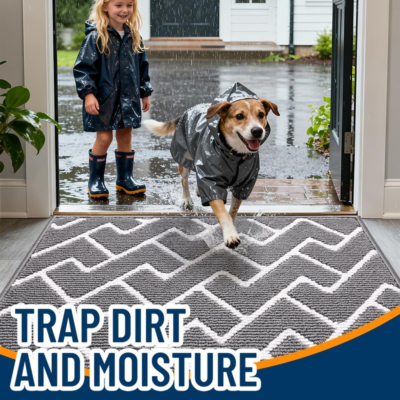 OLANLY Front Door Mat, Non-Slip Rubber Backing, Dirt Resistant and