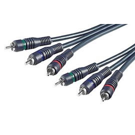 PremiumCord kjackcmm3hq-5 RCA Cable HQ 3x RCA Male to 3x RCA Male Quality Audio Video Connection Cable Stereo for TV, Mobile Phones, MP3, HiFi, Colour Black, 5 m