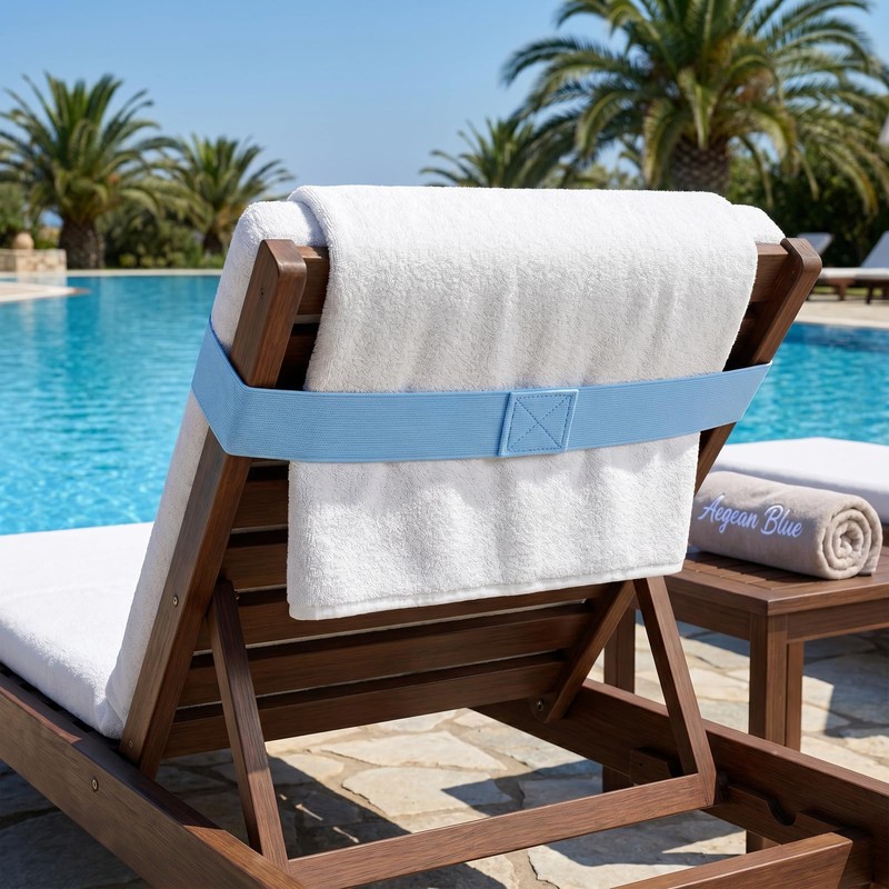 Kemay Beach Towel Clips for Sun Loungers, Elastic Towel Bands