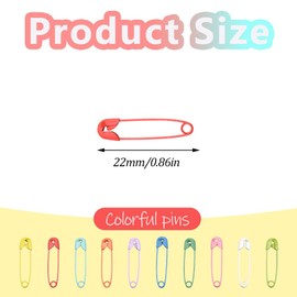 Hocansen Pack of 200 Safety Pins, 22 mm, Colourful Safety Pins, Metal, Rust-Resistant, Small Needle for Clothes, Crafts (22 mm/Colour/BZ)