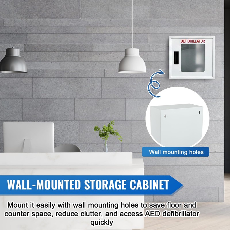 Zonon AED Cabinet Wall Mounted with Clear Window and Handle,
