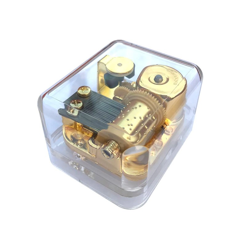 BinkeGG Caja de música de acrílico transparente con mecanismo musical