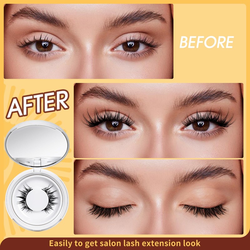 QUEWEL Magnetic Eyelashes Natural Look,2 pairs Reusable Magnetic Lashes kit