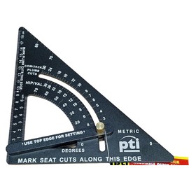 PTI Adjustable Rafter Roofing Square 7-Inch, Aluminum Alloy, Metric & Imperial Carpenter Square Set, Precision Speed Square Carpenter Pencils Woodworking Tool Set