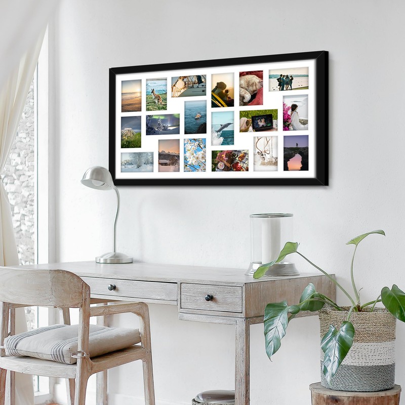 DUENPY 18x30 Picture Frame 4x6 Collage Picture Frame Displays Eighteen