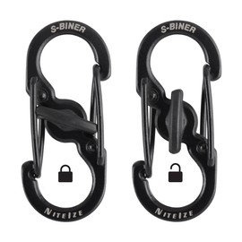 Nite Ize S-Biner MicroLock Stainless Steel - Durable Key Holder Carabiner Clip - S-Biner with Locking Gates - Durable & Strong Mini Carabiners for Keychain Accessories - Black (5 Pack)