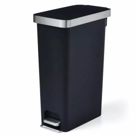 Better Homes & Gardens 10.5 Gallon Plastic Slim Kitchen Step Trash Can, Black
