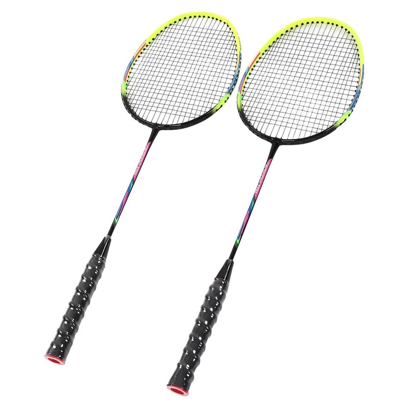 1 Pair Green Badminton Racket Set Fashionable Lightweight Comfortable Grip
