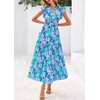 PRETTYGARDEN Women's 2025 Summer Floral Midi Dress Cap Sleeve V