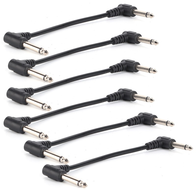 6PCS Guitar Effect Pedal Cables 6.35mm Elbow Right Angle Connector