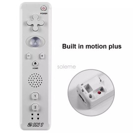 Unbranded 2 in 1 Motion Plus Remote Controller + Nunchuck Set for Wii & Wii U Video Game - White Remote Controller