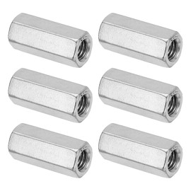 PATIKIL M8 x 1.25 Pitch 304 Stainless Steel Hex Coupling Nuts 6pcs 30mm/ 1.2" Length Coarse Fully Threaded Rod Coupling Nut Stud Connector Fastener Silver Tone