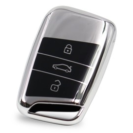 Car Key Case for 3-Button Car Key TPU Protective Case Chrome High Gloss Key Cover Car Accessories VD (Chrome Silver)