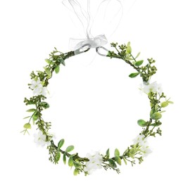 June Bloomy Greenery Leaf Crown Rustic Wedding Headpiece Bridal Headband Photo Prop (S-White)