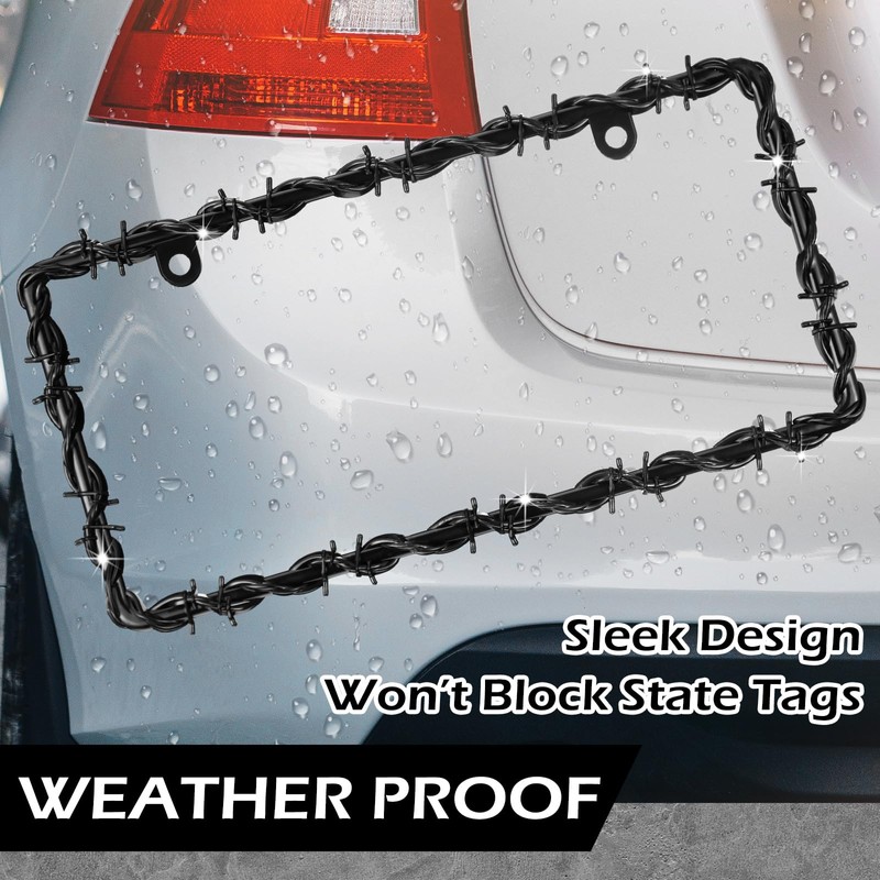 MorningRo 2 Pcs Universal License Plate Frame Plastic Barbed Wire