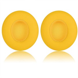 Replacement Ear Pads Soft Protein Leather Noise Isolation Memory Foam Earpads Compatible with Beats by Dr. Dre Solo3.0 Solo 2.0 Wireless On-Ear Headphones (Yellow)
