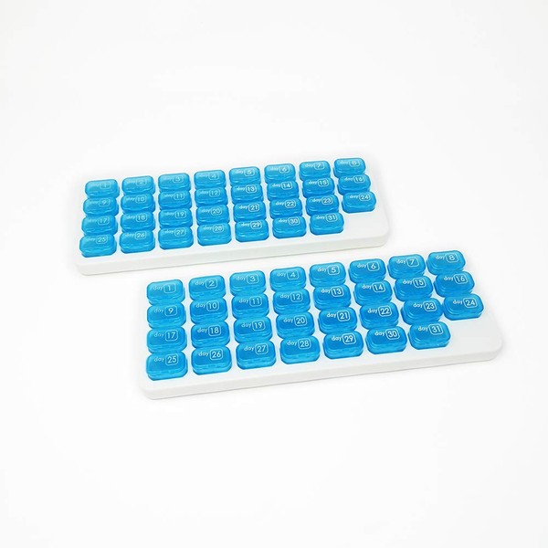 Magik - Organizador mensual de píldoras para 31 días (2 unidades), color azul