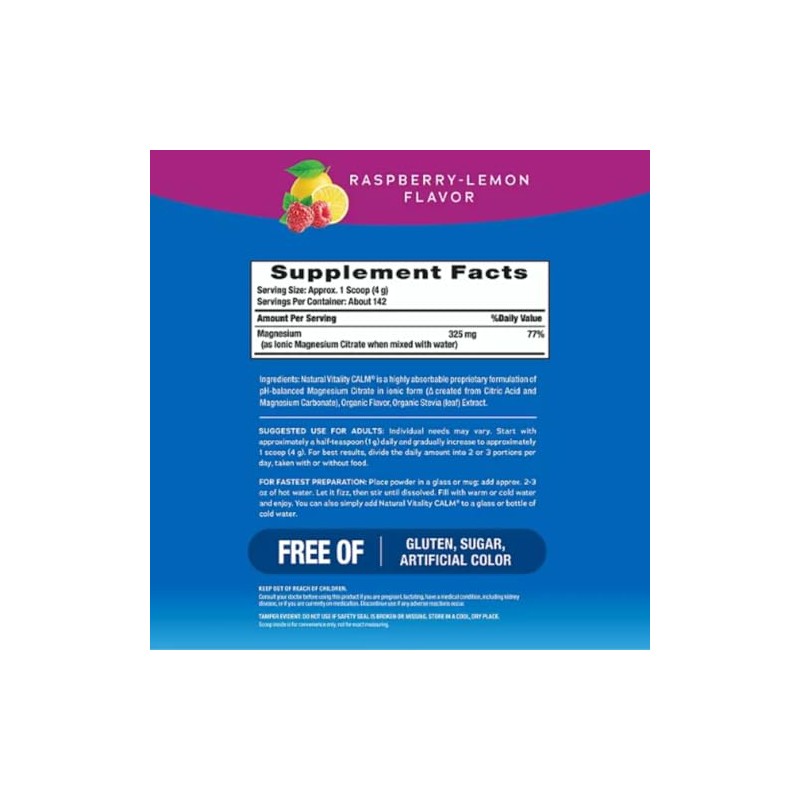 Natural Vitality Calm Suplemento en Polvo a Base de Magnesio,