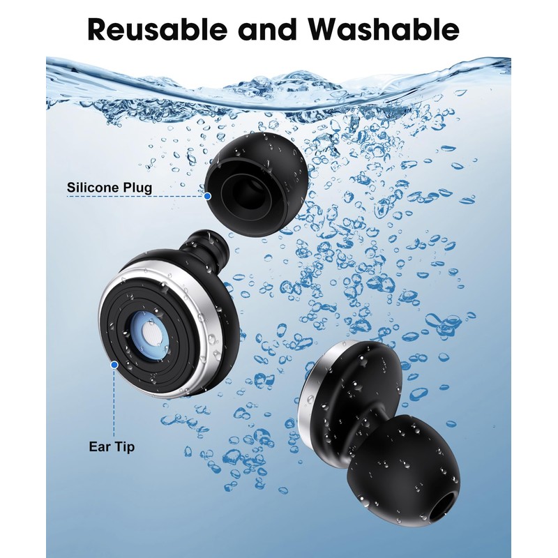 Jiaao Ear Plugs for Sleeping, 30dB Noise Canceling Reusable Silicone