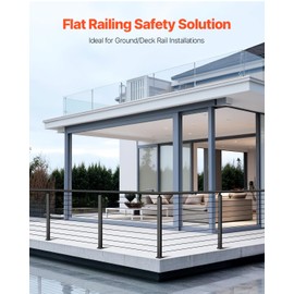 VEVOR 4 Pack Cable Railing Post, 36"x1"x2" Level Drilled Deck Railing Post, Stainless Steel Black Cable Railing System Kit for Indoor Outdoor Deck Balcony, 4JZLGZXHS914UUOI6001V0