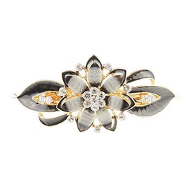 Glamour Girlz Ladies Black Enamel Diamante Evening Party Hair Barrette